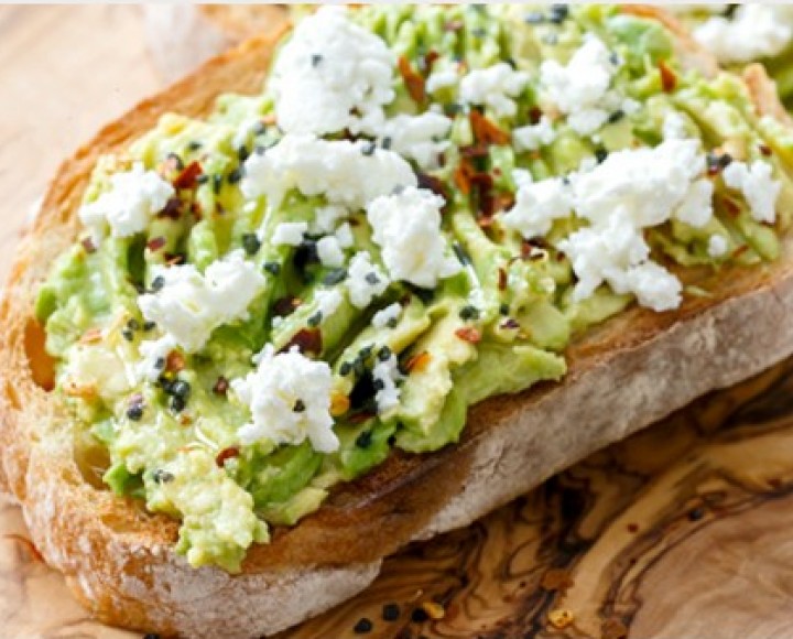 <h6 class='prettyPhoto-title'>Smashed Avocado Toast with Goat Cheese</h6>