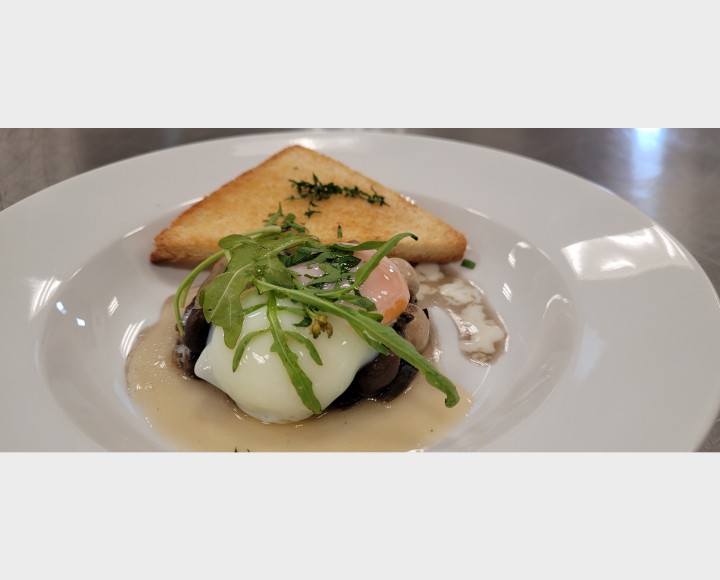 <h6 class='prettyPhoto-title'>Sauté Assorted Mushroom with Truffle Onsen Egg and Herb Toast</h6>