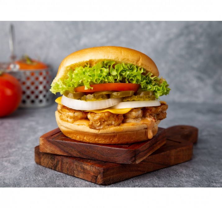 <h6 class='prettyPhoto-title'>Grilled Shrimp Burger </h6>