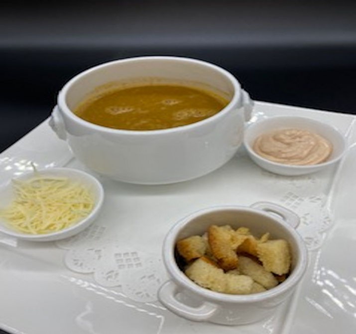<h3 class='prettyPhoto-title'>Our fish soup from the coast</h3><br/>Accompanied by its rouille, croutons and gruyère cheese<br />