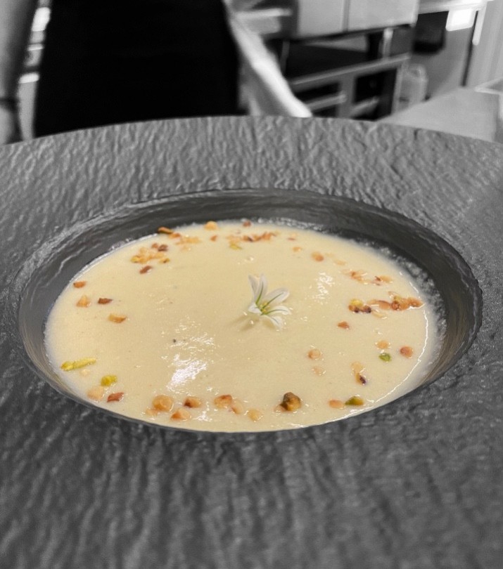 <h6 class='prettyPhoto-title'>Butternut velouté with grilled chestnuts, roasted hazelnuts</h6>
